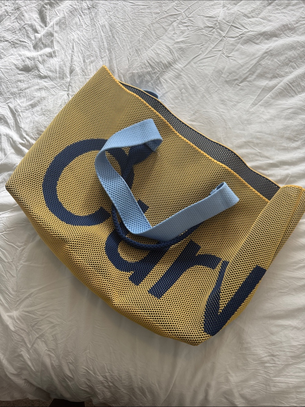 Yellow and Blue Mesh Tote Bag - CURVES